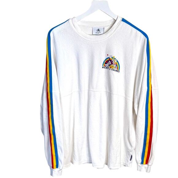Disney Spirit Jersey Feeling Classic Rainbow Cast Striped Velour W1795 Sz XL - Picture 1 of 8